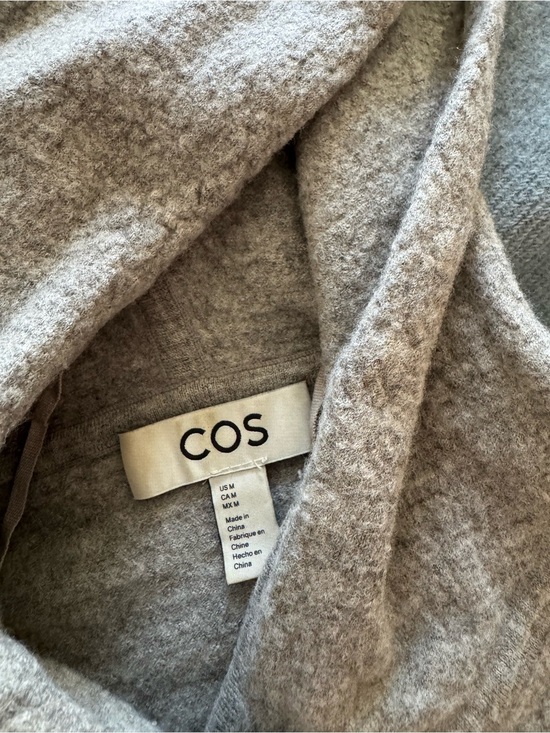 COS Sweaters - COS Light Gray Merino Wool Knit Hoodie Sweater